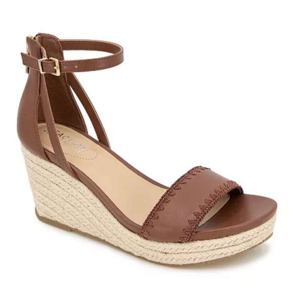 NWOT Reaction Kenneth Cole brown wedge sandals with 3” heel - Picture 1 of 7